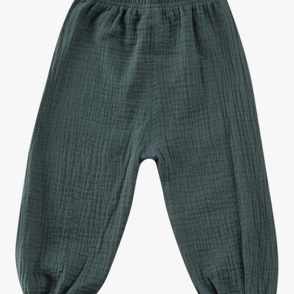 Dark Green Toddler Linen Pants